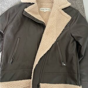 Faux leather/shearling motto jacket